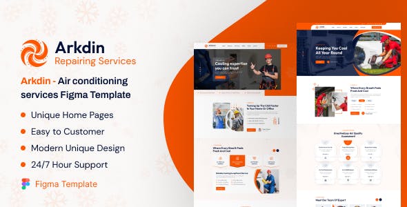Arkdin – Air conditioning services Figma Template