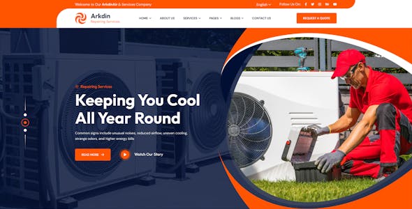 Arkdin – Air conditioning services Figma Template