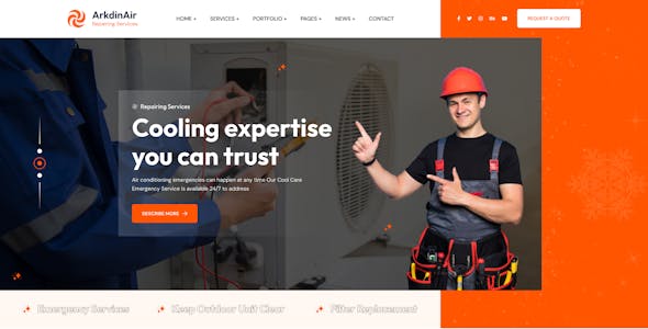 Arkdin – Air conditioning services Figma Template