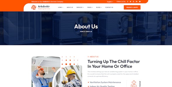 Arkdin – Air conditioning services Figma Template
