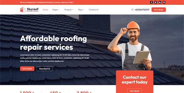 Skyroof - Roofing Company Elementor Template Kit