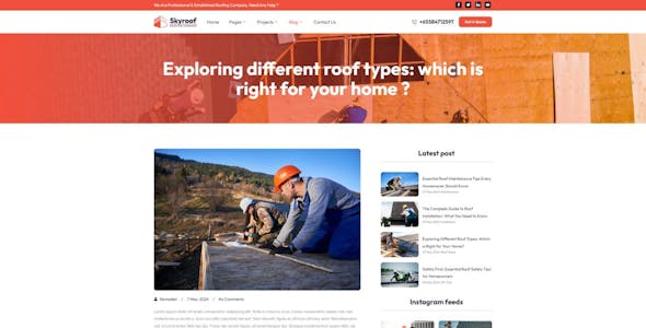Skyroof - Roofing Company Elementor Template Kit