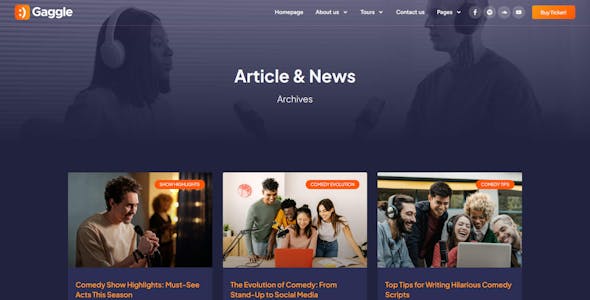 Gaggle - Comedian & Entertainment Show Elementor Pro Template Kit