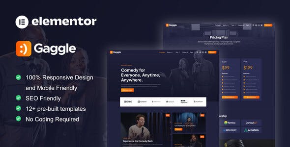 Gaggle - Comedian & Entertainment Show Elementor Pro Template Kit